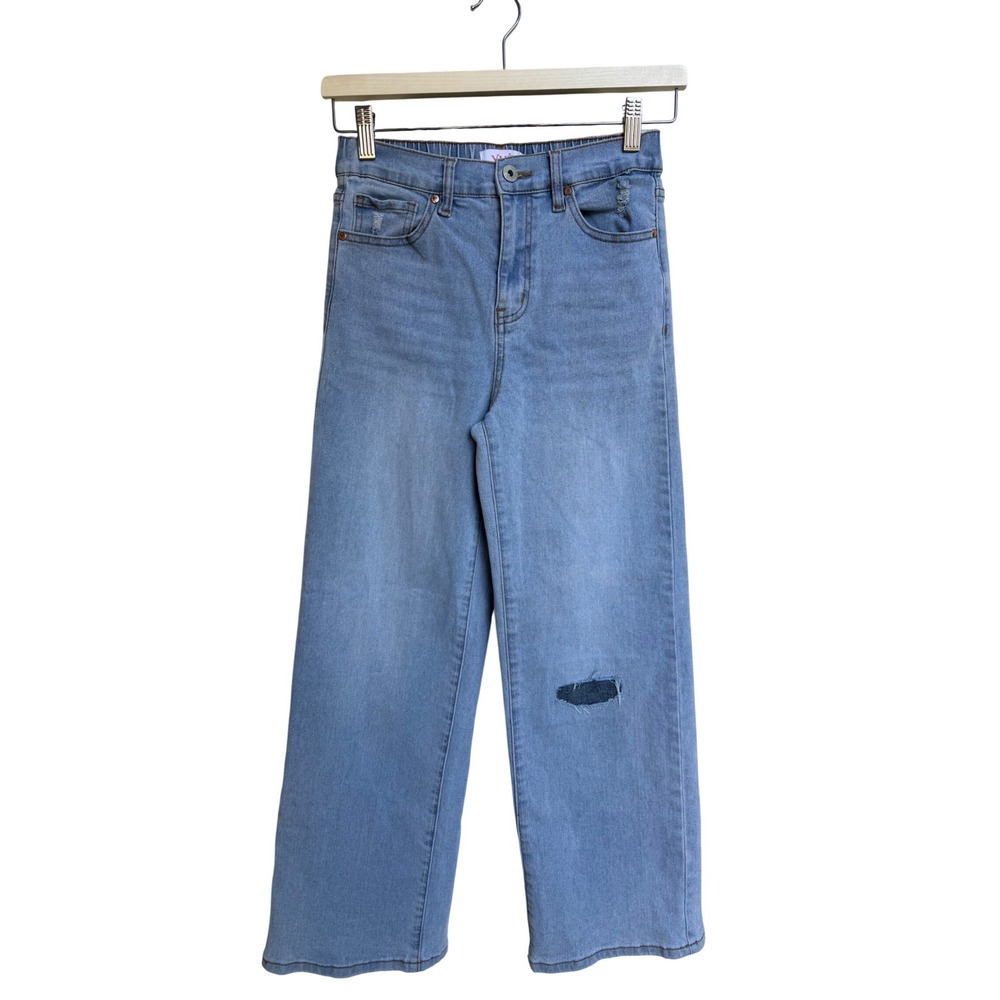 YMI Girl Kids Light Wash Distressed Wide Leg‎ Denim Jeans Blue Size 14